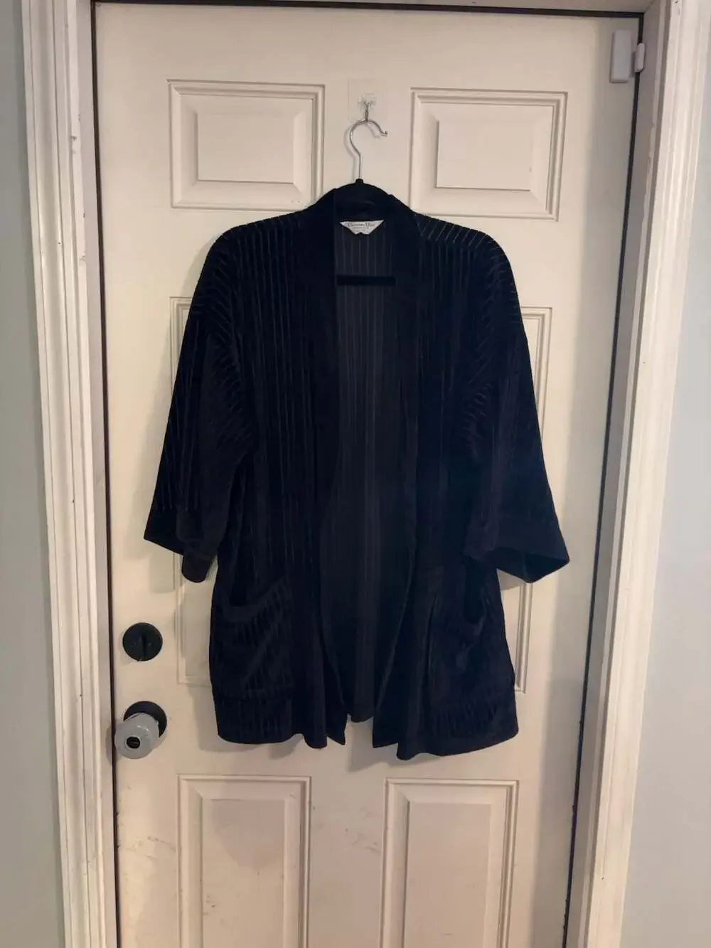 Vintage Christian Dior Monsieur Velour Pinstripe Robe One Size